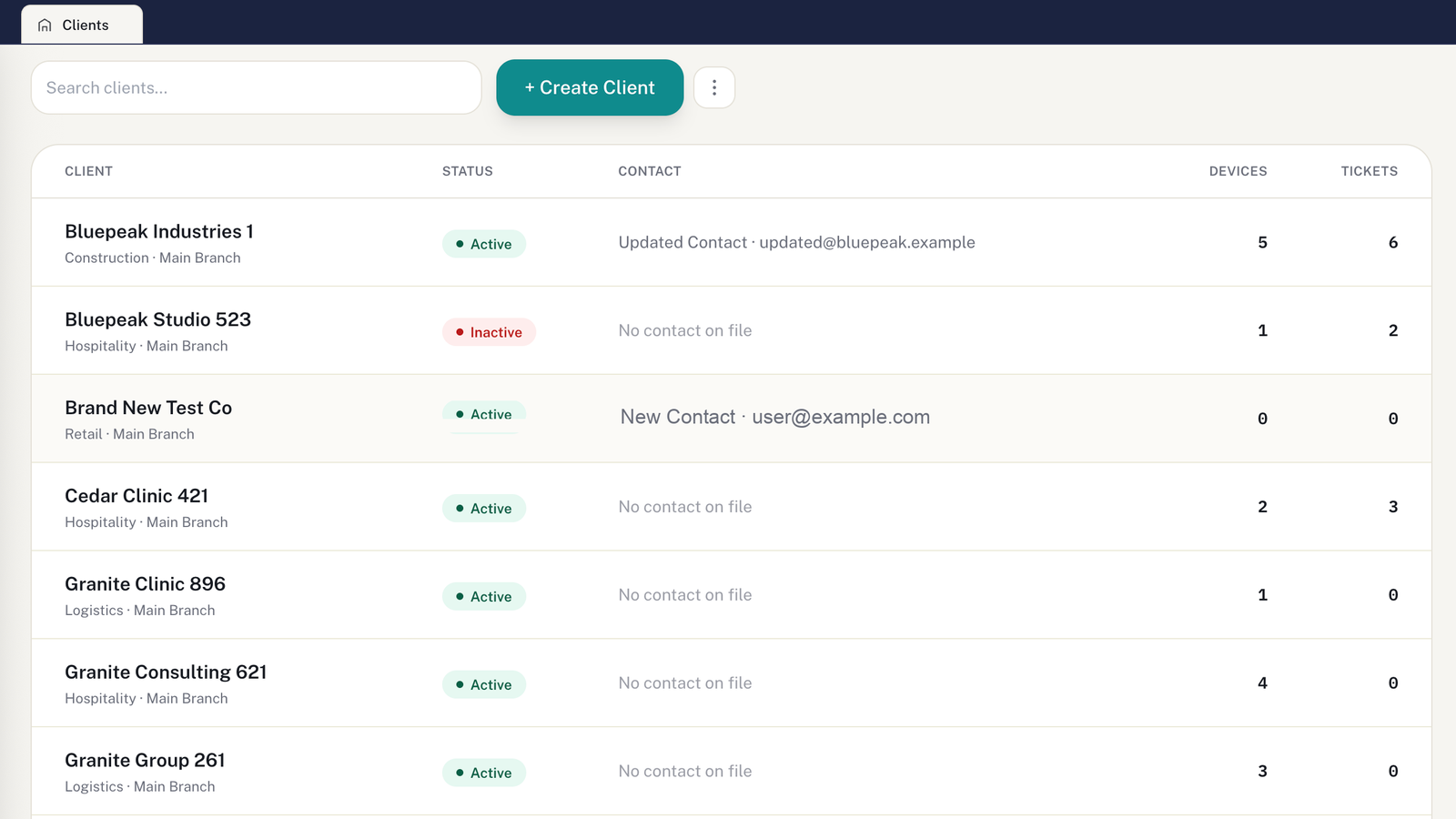 Client list