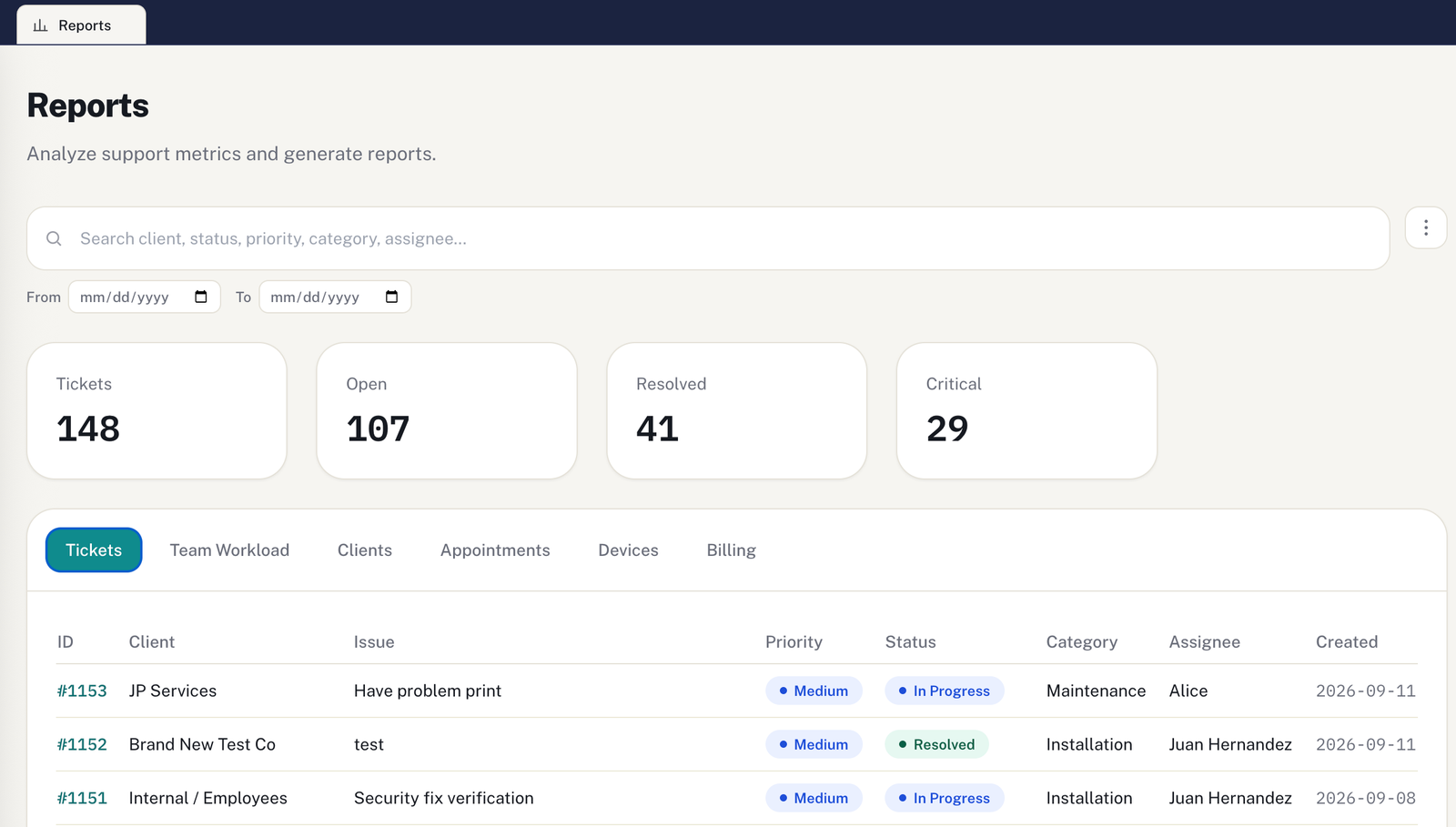 Reports module